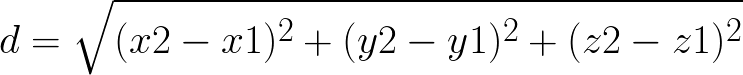 Distance between two points(3 dimension) formula