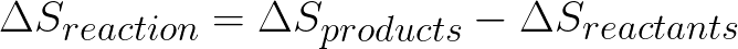 Entropy change for a reaction (Hess' law) formula