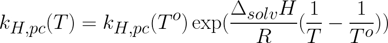 Henry constant at temperature T (Given the Henry constant at temperature To, morality and temperature T) formula