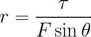 Length of the lever arm (given force,angle and torque) formula