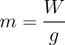 Mass(given weight and gravity) formula