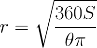 Radius of Circular sector(given area and theta) formula