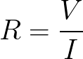 Resistance(given voltage and current) formula