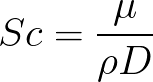 Schmidt number (Given the dynamic viscosity, mass diffusivity and density ) formula