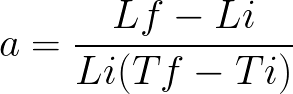 Thermal Linear Expansion Coefficient formula