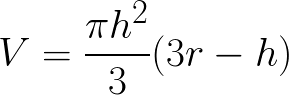 Volume of Spherical cap formula