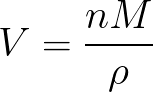 Volume of the vapor (Given vapor density, molar mass and amount of substance) formula